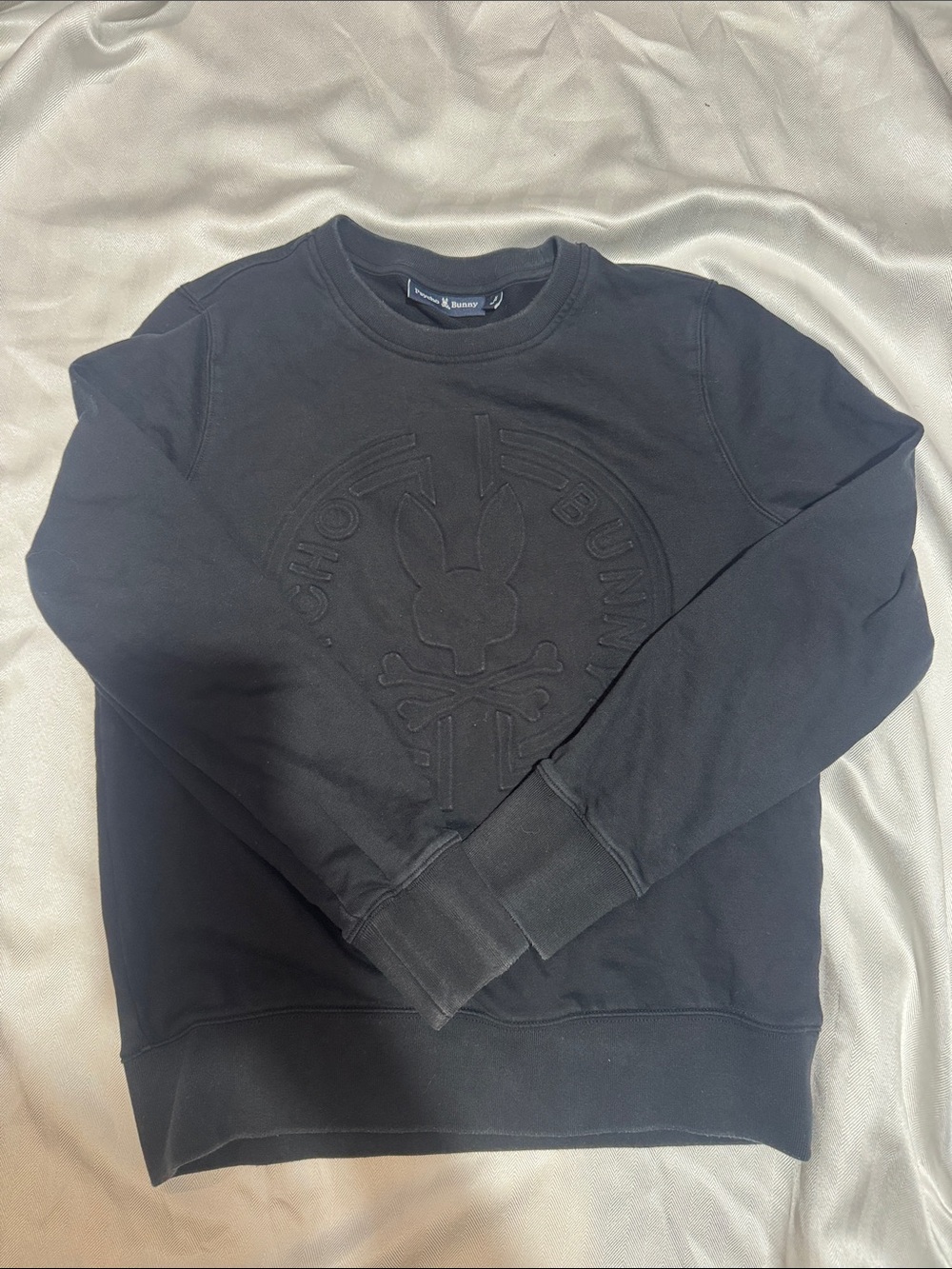 Psycho Bunny Black Embossed Logo Crewneck Sweatshirt